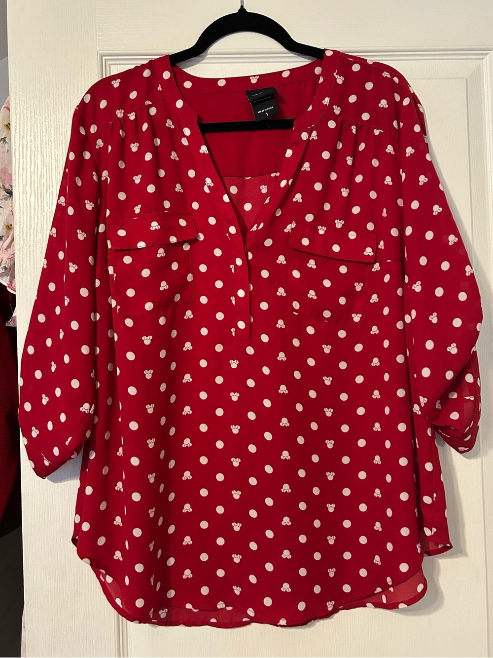 Torrid Minnie Mouse Red Polka Dot V-Neck Blouse